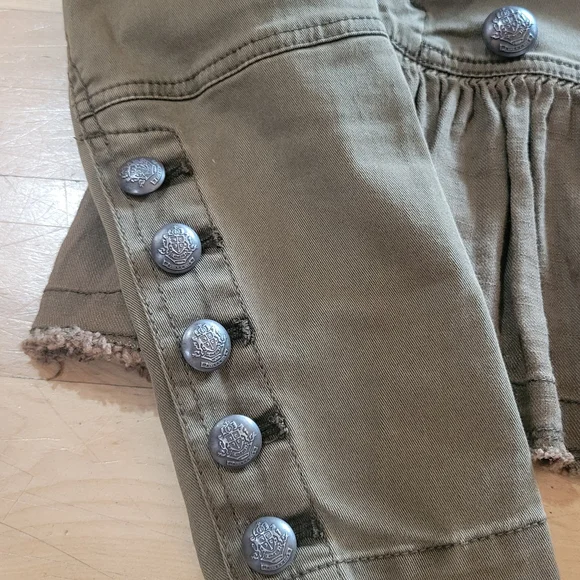 Free People Olive Green Utility Jacket with Peplum Hem - Picture 4 of 13